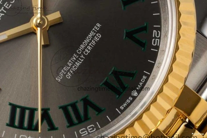 MiroTime 0215 UrbanChic DateJust 36mm SS YG DIWF 1:1 Best Edition 904L Steel Gray Dial Green Markers on Jubilee Bracelet SA 2309